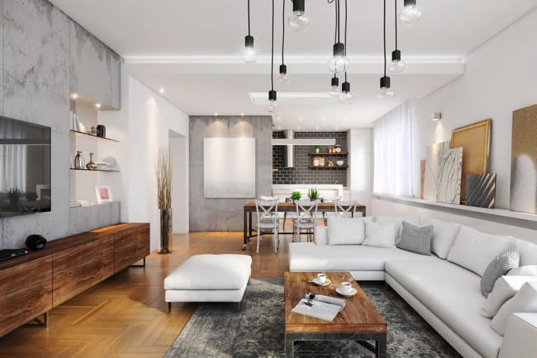 A modern house with a rustic themed blended with white colored furnitures and white walls, How to Match Ceiling Paint? [4-step process]