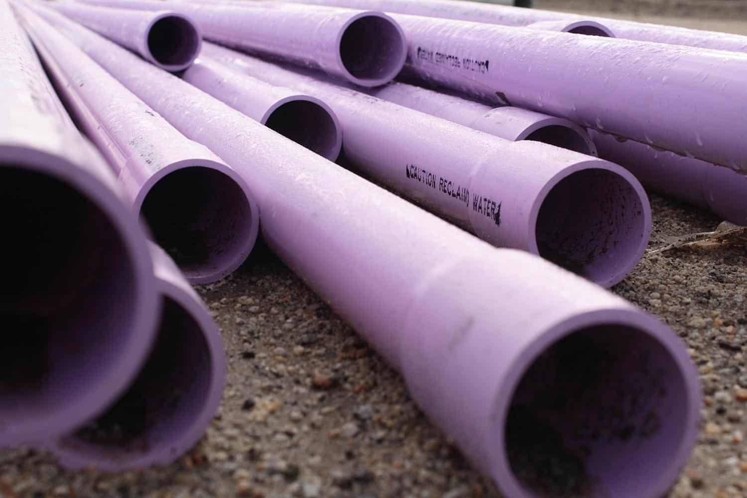 Reclaimed water pipes used for irrigation