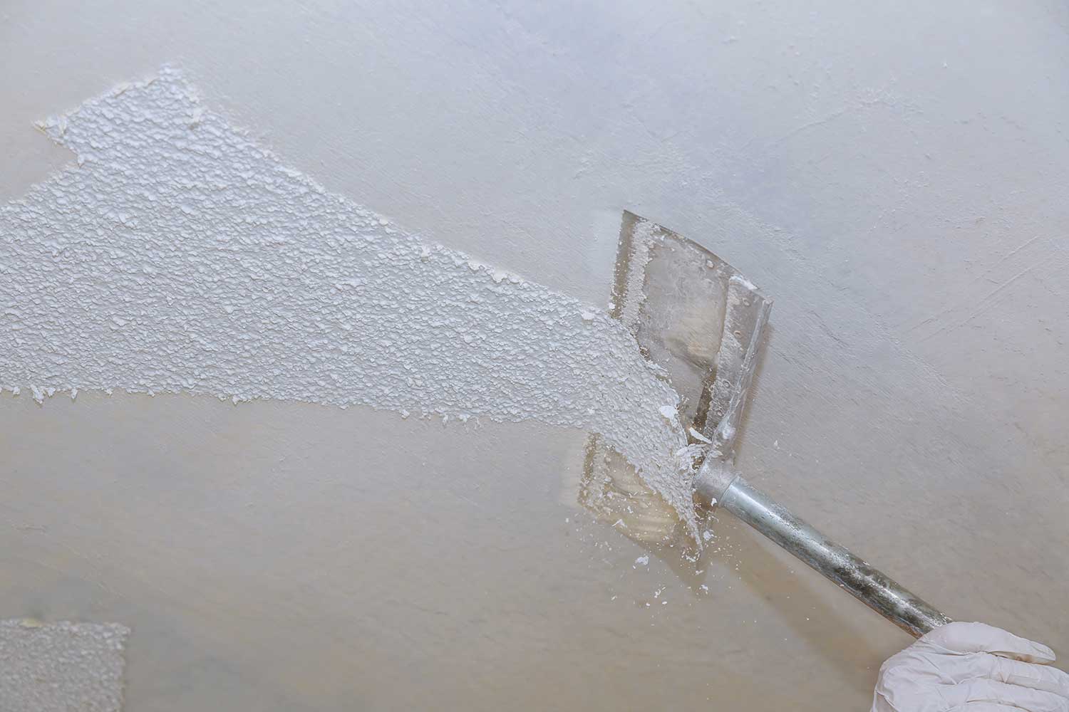 Home ceiling drywall demolition popcorn ceiling texture