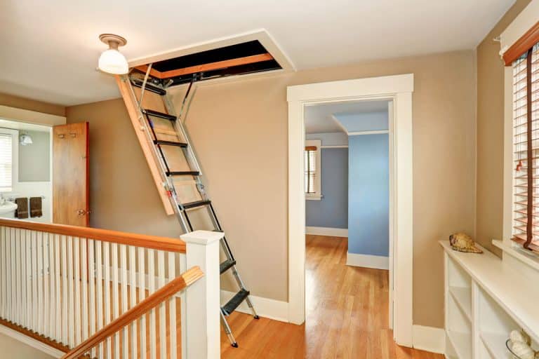 Hallway interior with folding attic ladder, Can An Attic Door Open By Itself?