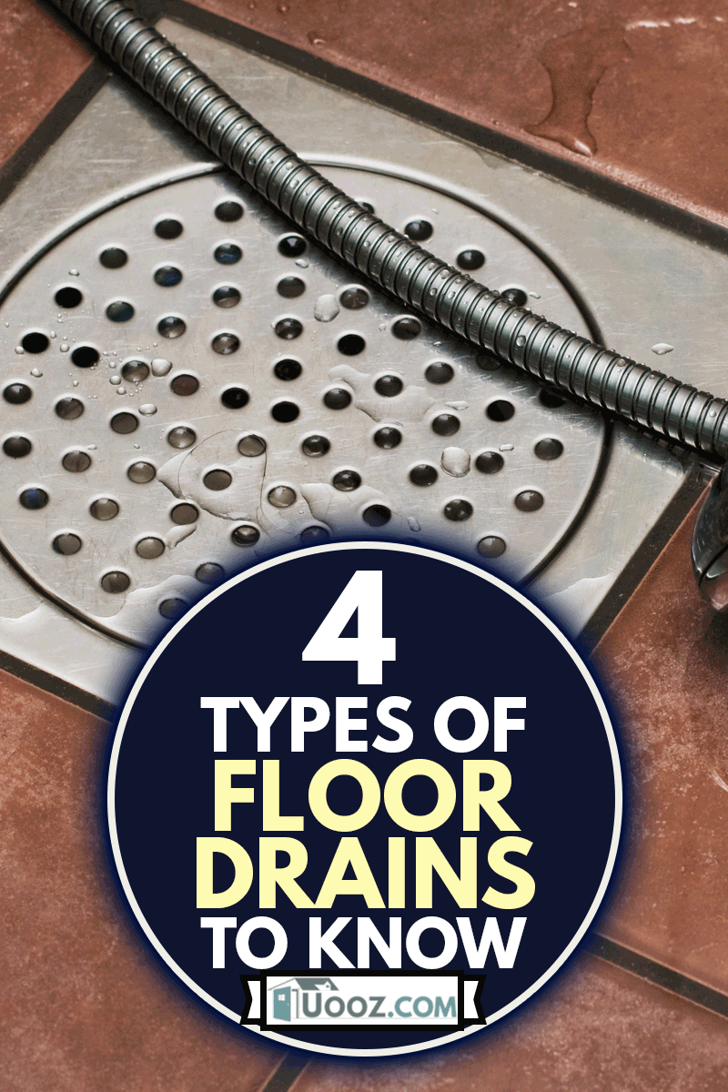 Shower drain and shower head in bathroom floor, 4 Types Of Floor Drains To Know