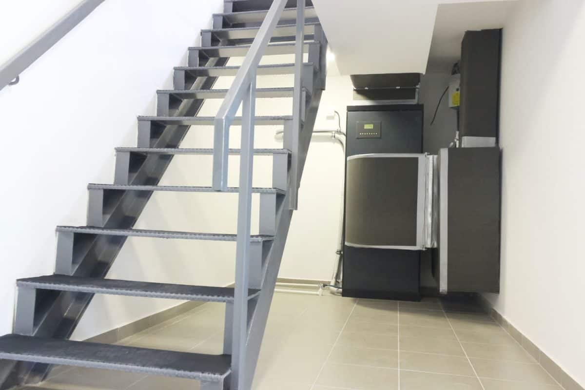 View on downstairs with indoor Package unit of cooling and air conditioning system, 10 Types Of Stairs To Know