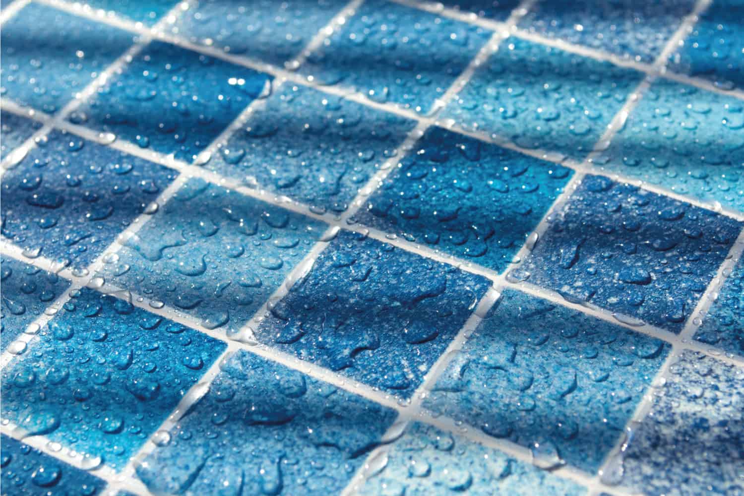 wet blue colored tiles