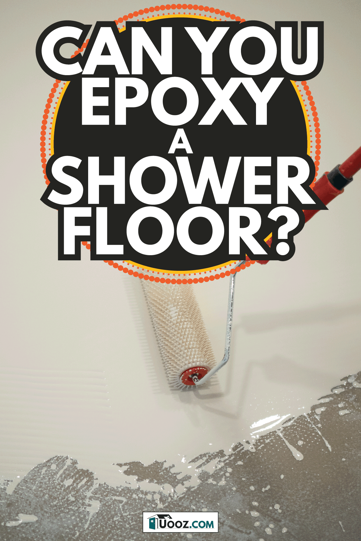 worker using roller for painting white polyurethane epoxy resin on concrete floor. Can You Epoxy A Shower Floor