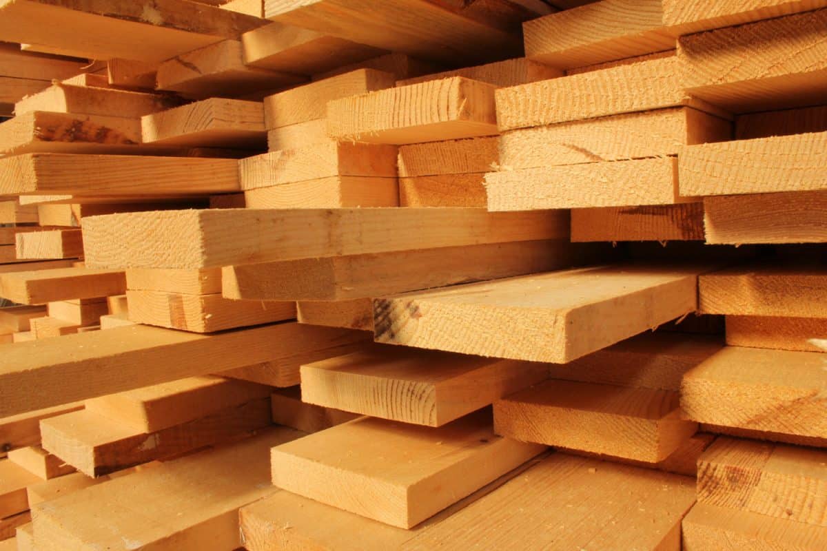 A stock pile of wooden blocks