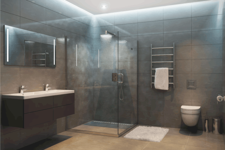 Gray modern shower room in the evening. Should You Tile Under A Shower Base