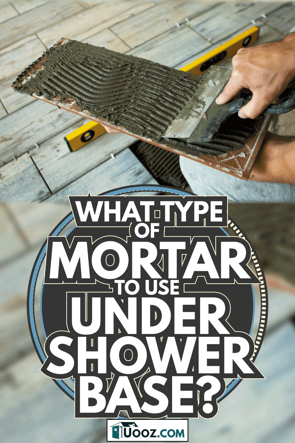 worker adding mortar to the underside of a ceramic tile before setting. What Type Of Mortar To Use Under Shower Base
