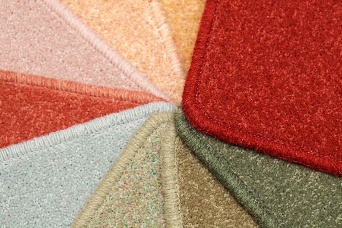 Different colors of carpets arranged in circular pattern
