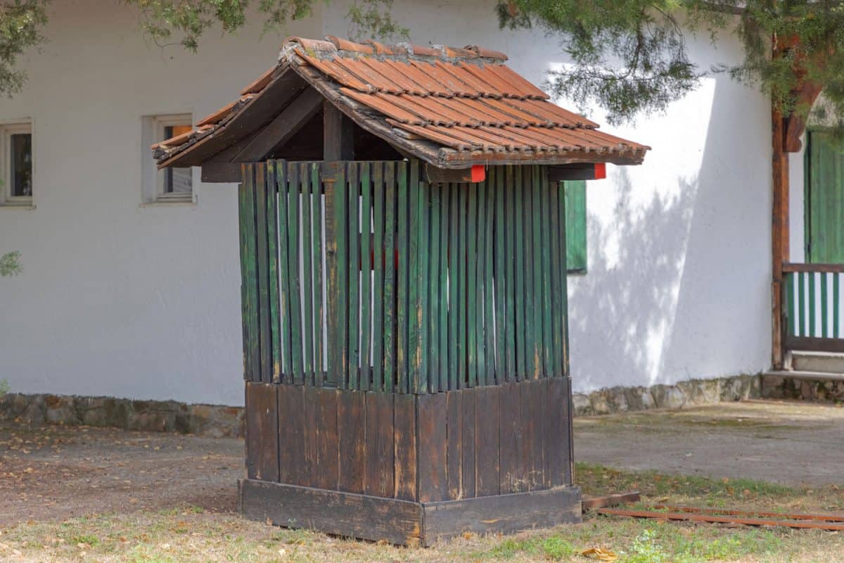 Old Water Well Wooden Enclosure Structure in Village