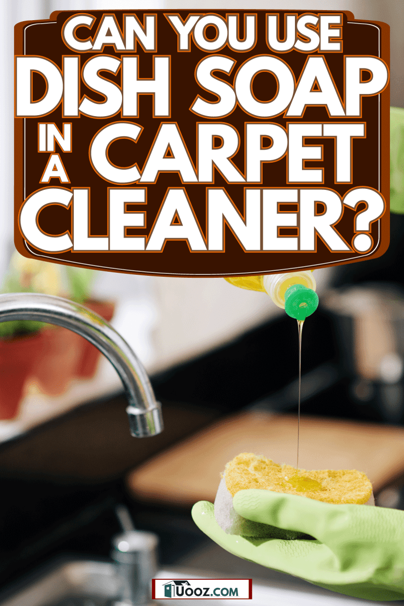 Pouring dishwashing soap on the sponge, Can You Use Dish Soap In A Carpet Cleaner?