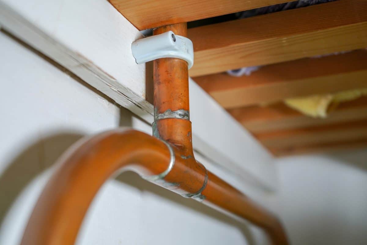 close up of domestic copper pipe plumbing