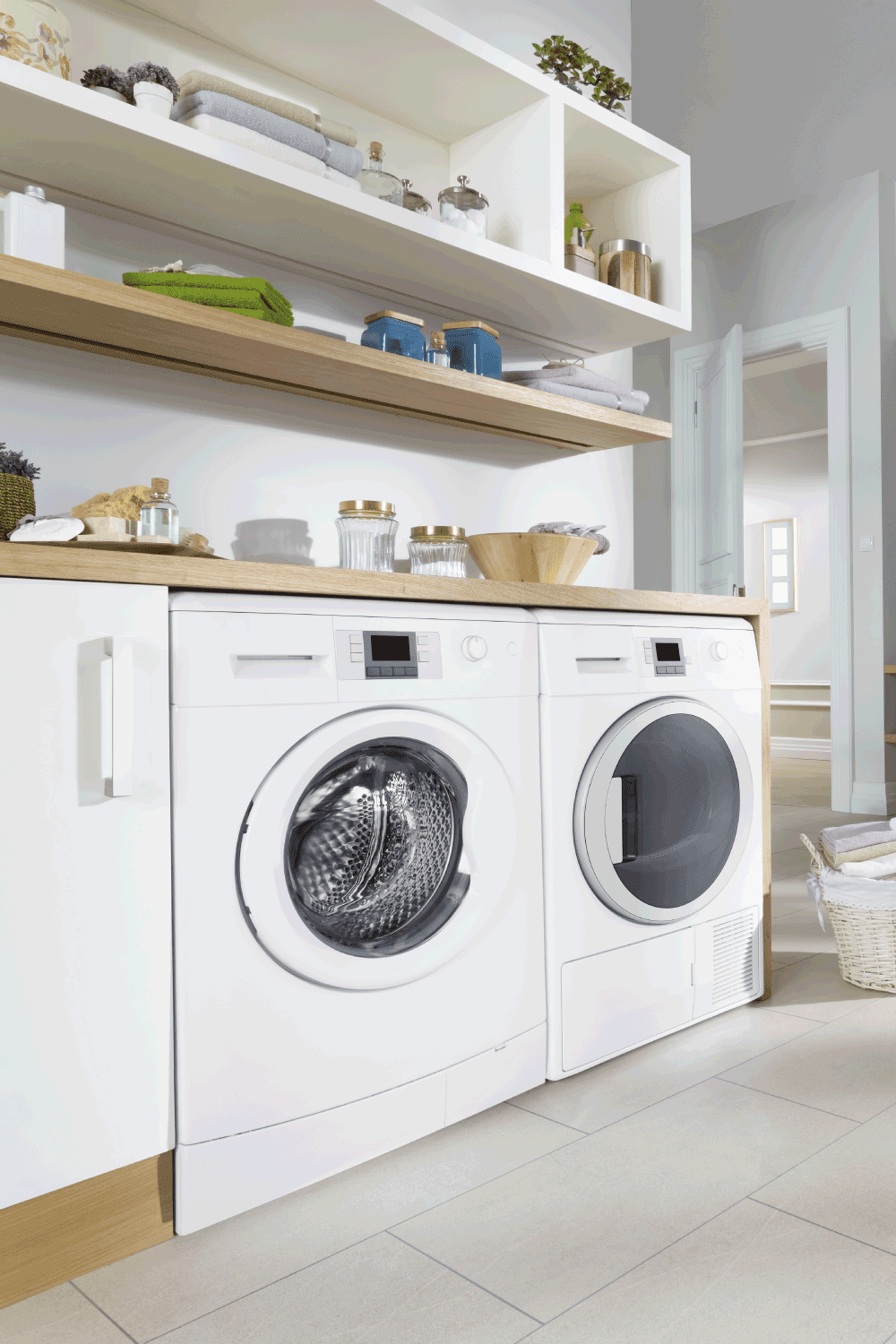 laundry room of a modern house with washer and dryer