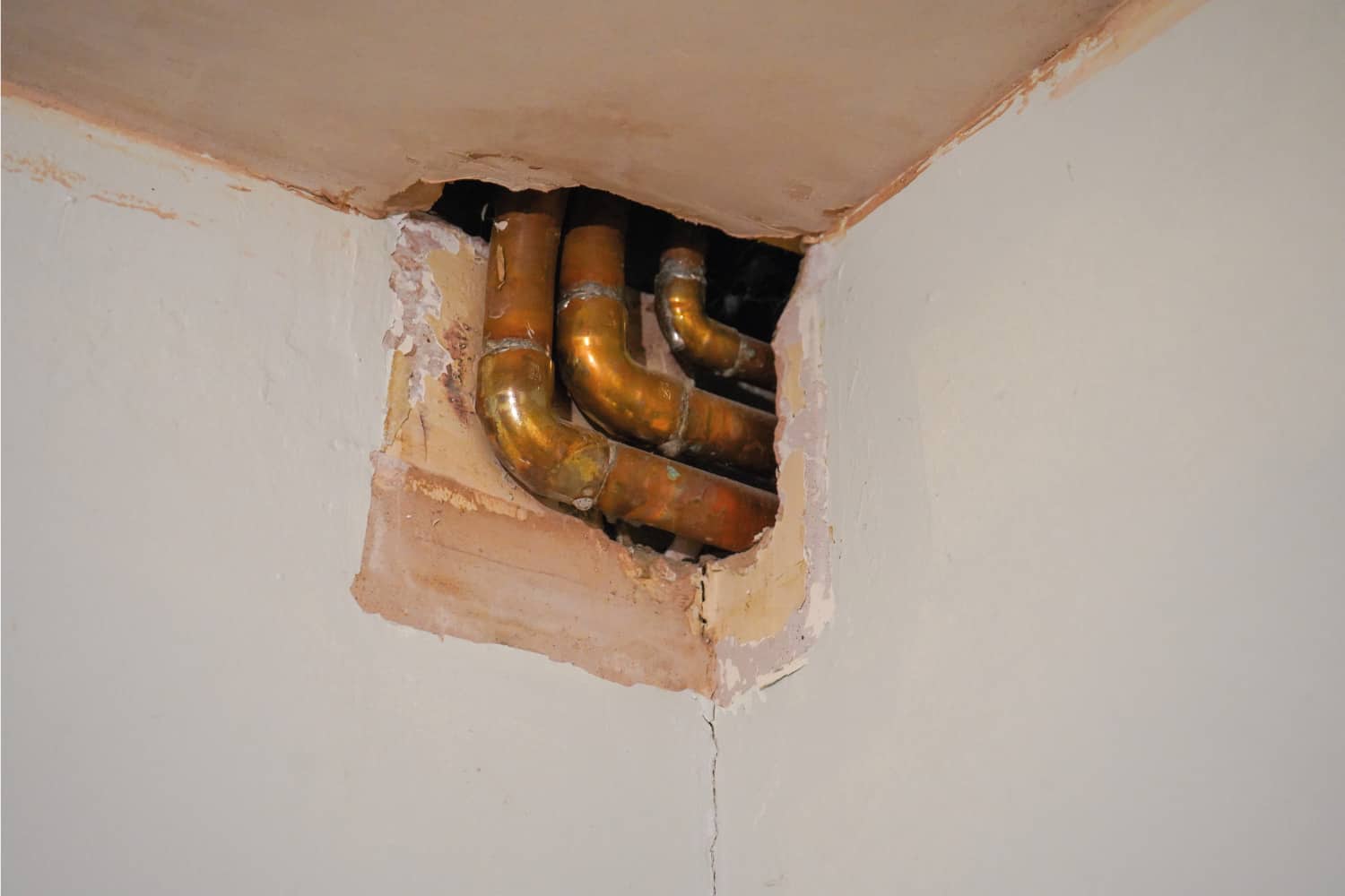 Copper pipes exposed in home renovations