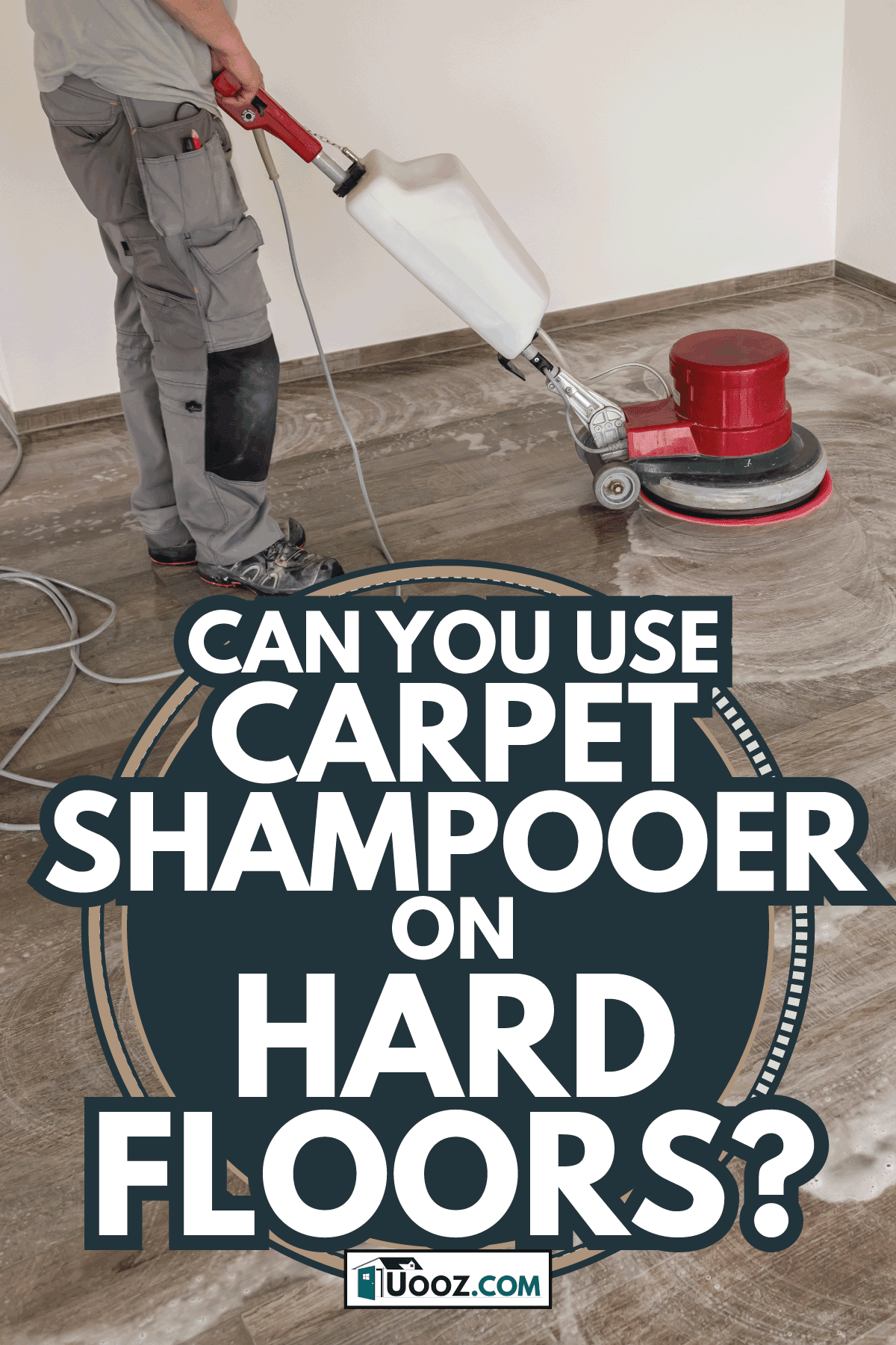 Floor cleaning with a machine. A man is cleaning a wood floor in an apartment. Can You Use Carpet Shampooer On Hard Floors