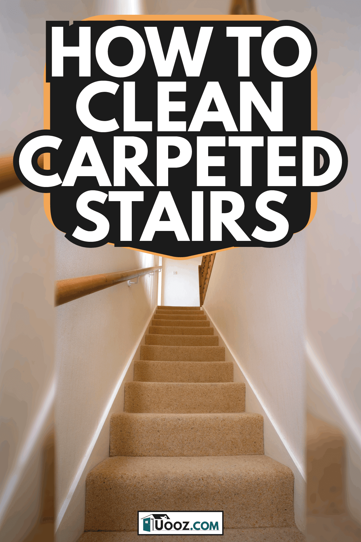 modern carpeted staircase in a suburban home. How To Clean Carpeted Stairs