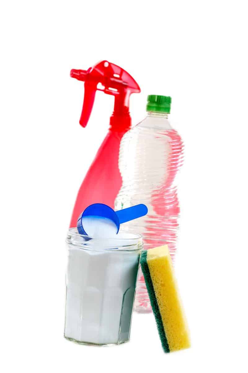 Cleaning materials on a white background
