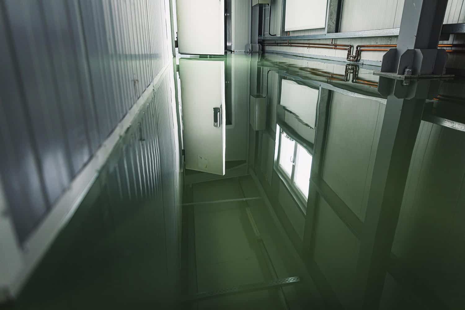 New cold rooms in the butchery industry with green epoxy resin floor
