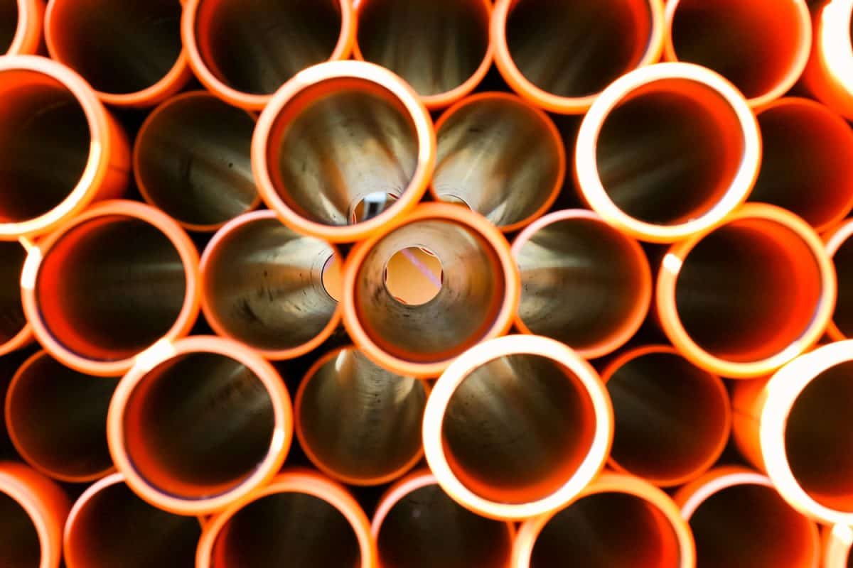 Opening of a stockpile of PVC pipes