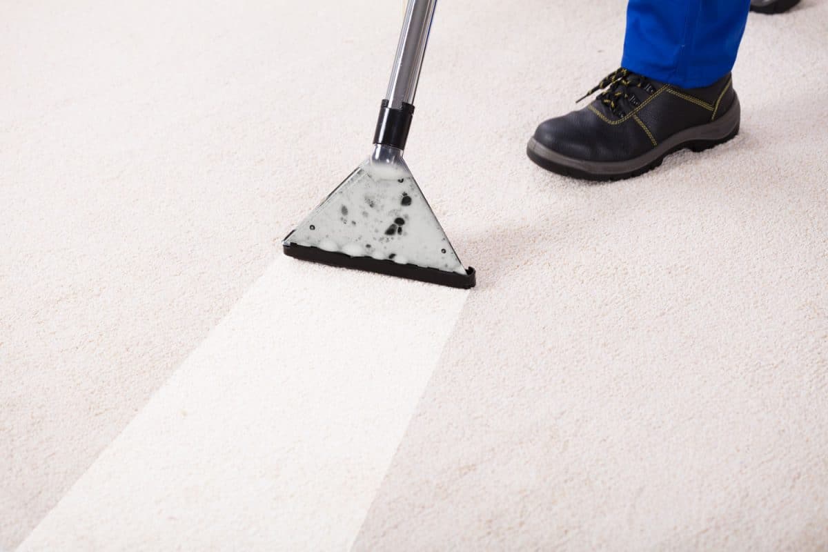 Using a high powered vacuum in cleaning the carpet