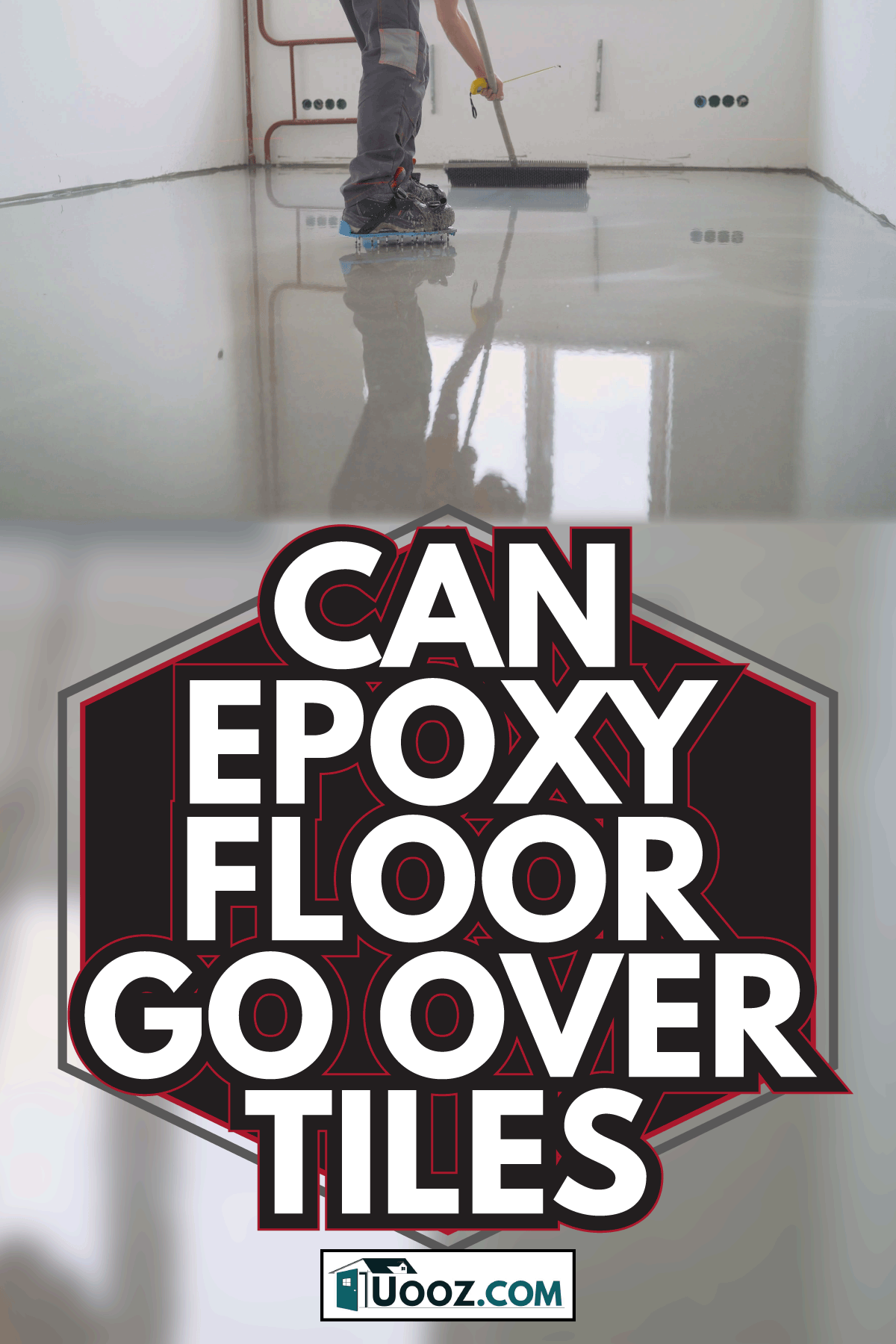 painter using needle roller to level epoxy for garage floor. Can Epoxy Floor Go Over Tiles