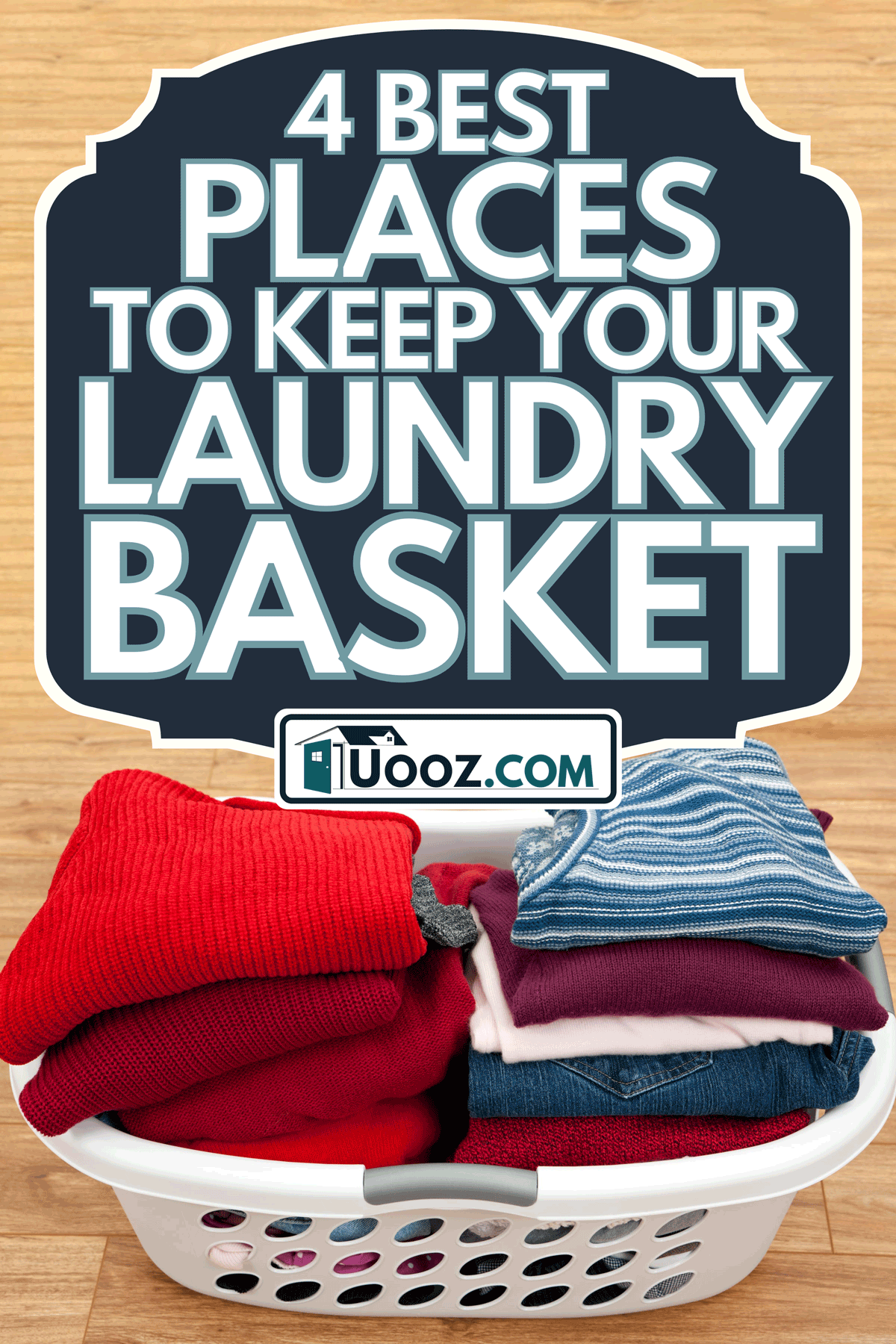 Folded blue jeans, sweaters, and vests in the laundry basket, 4 Best Places To Keep Your Laundry Basket