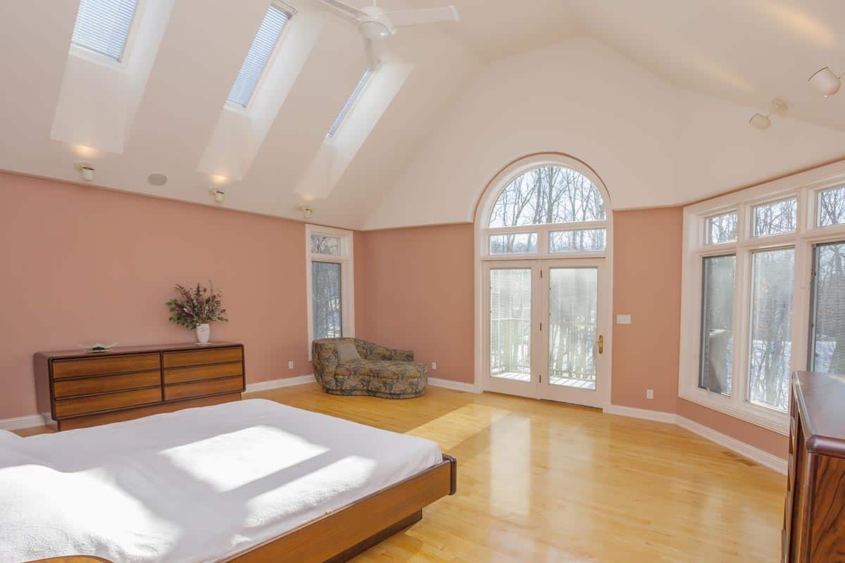 Amazing master bedroom with skylights