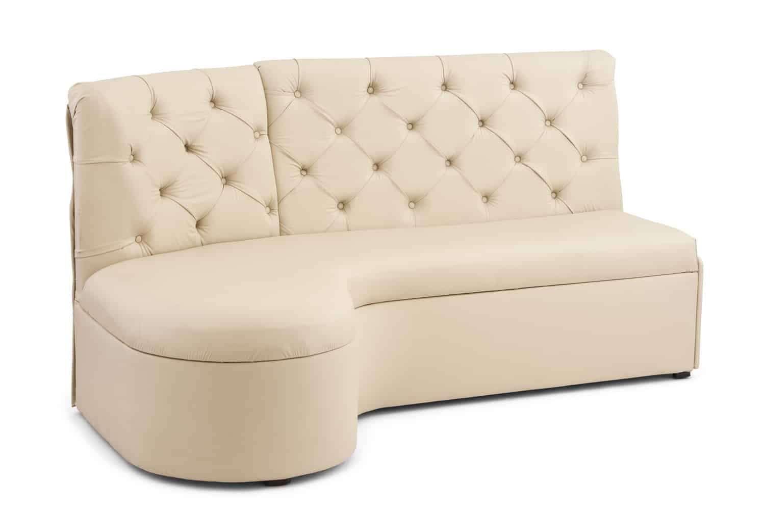 Cushioned Leather Sofa,Restaurant Booth,Furniture, Decoration,Isolated on White with Clipping Path