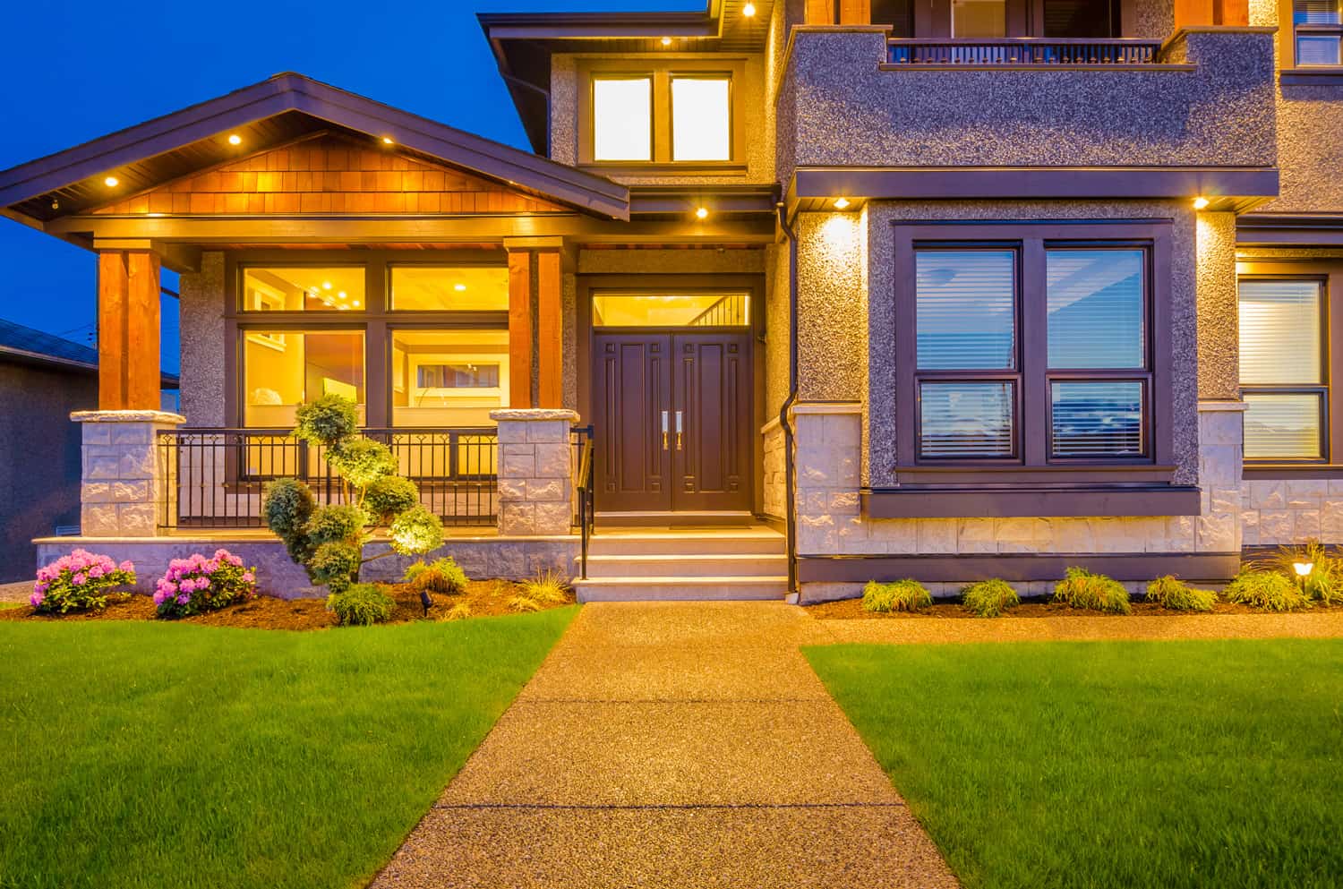 Entrance of a house at dusk in Vancouver, Canada.