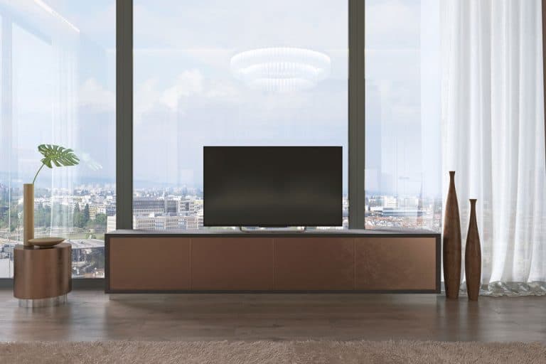 TV cabinet in contemporary style by the large window, Can You Put A Tv In Front Of A Window?