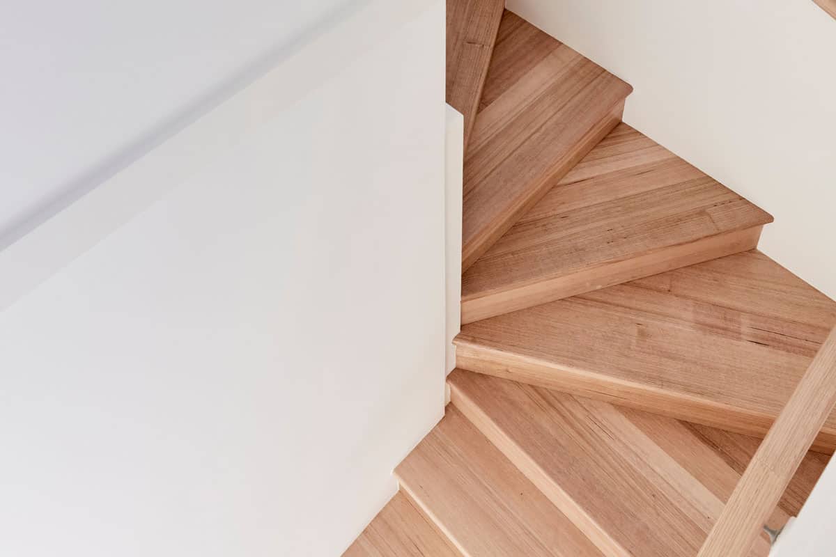 a contemporary timber stair well in a residential home