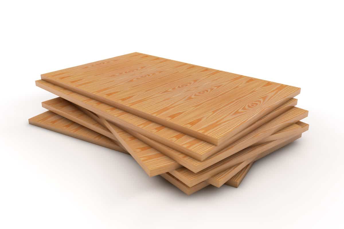 A pile plywood on a white background