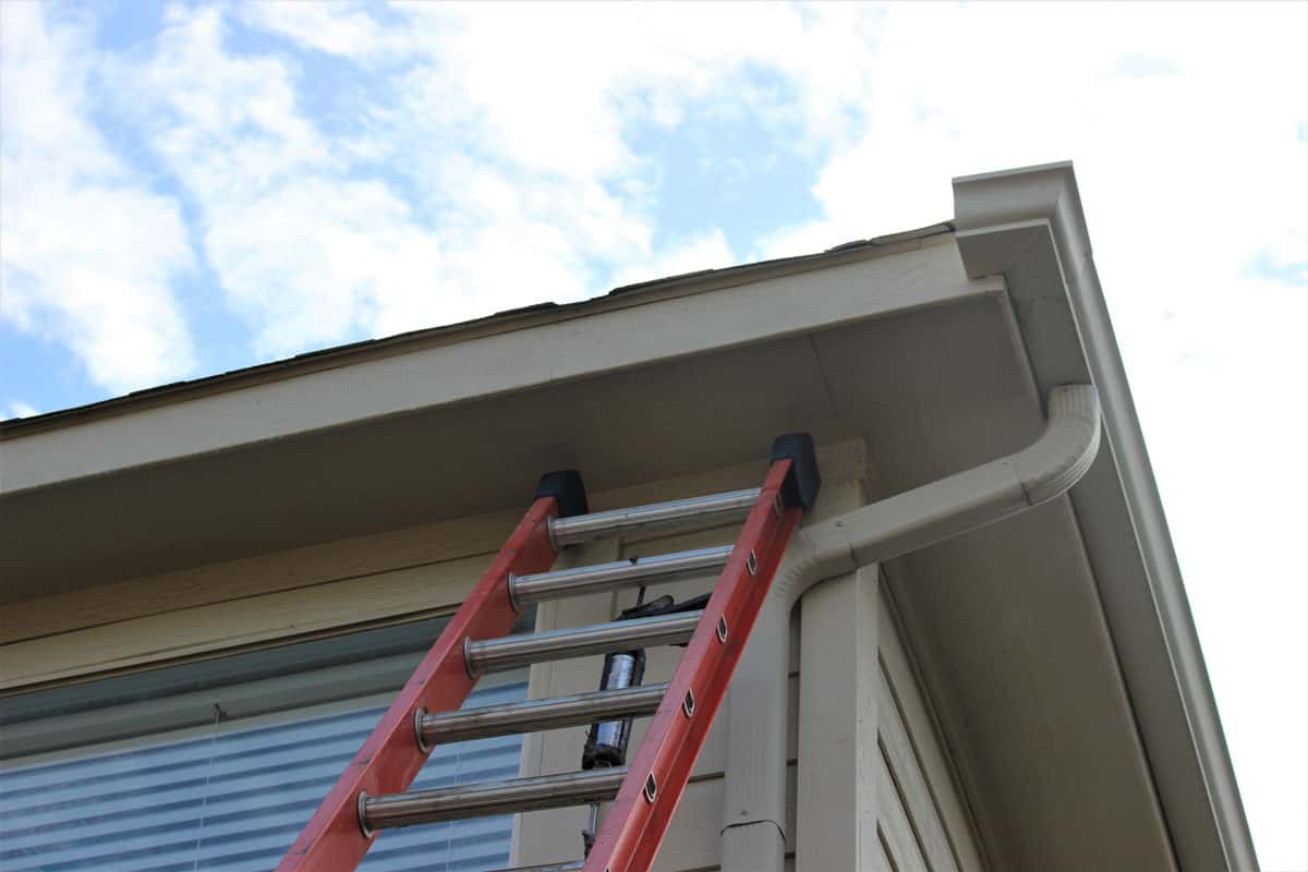 Gutter installation at a residential house