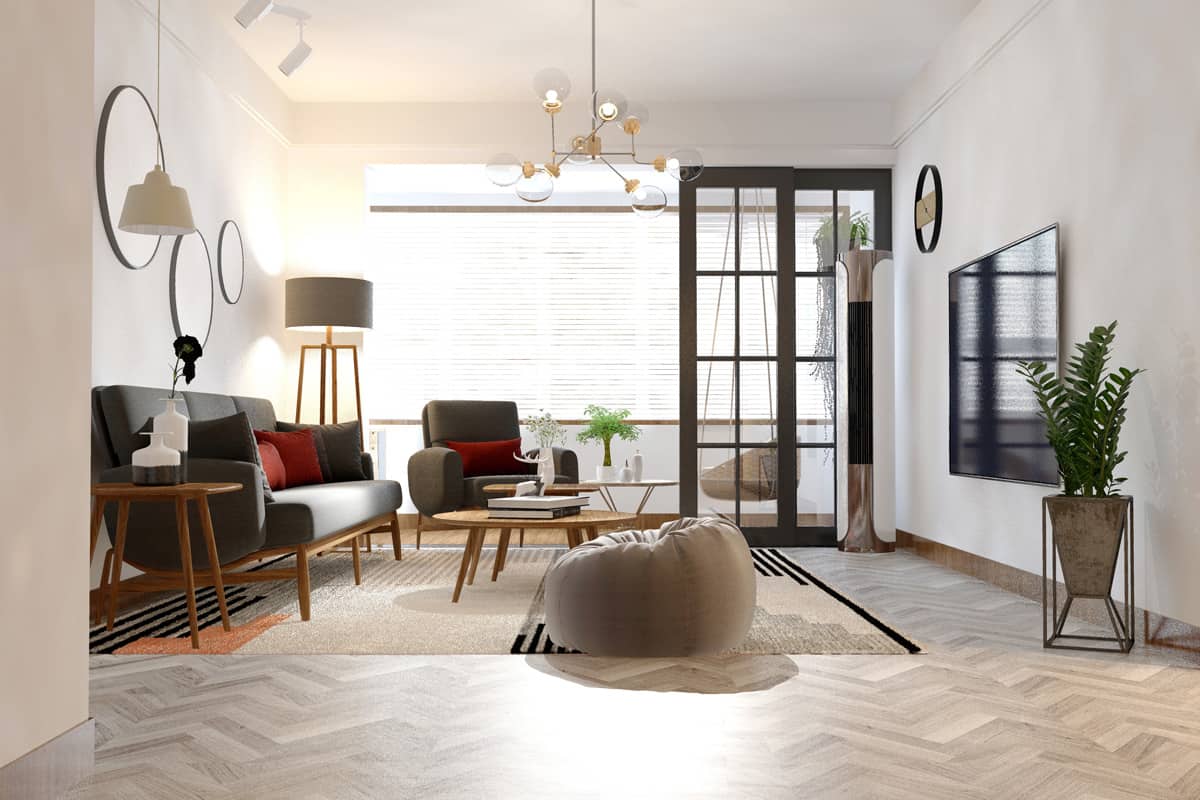 3d render of Nordic Style living room