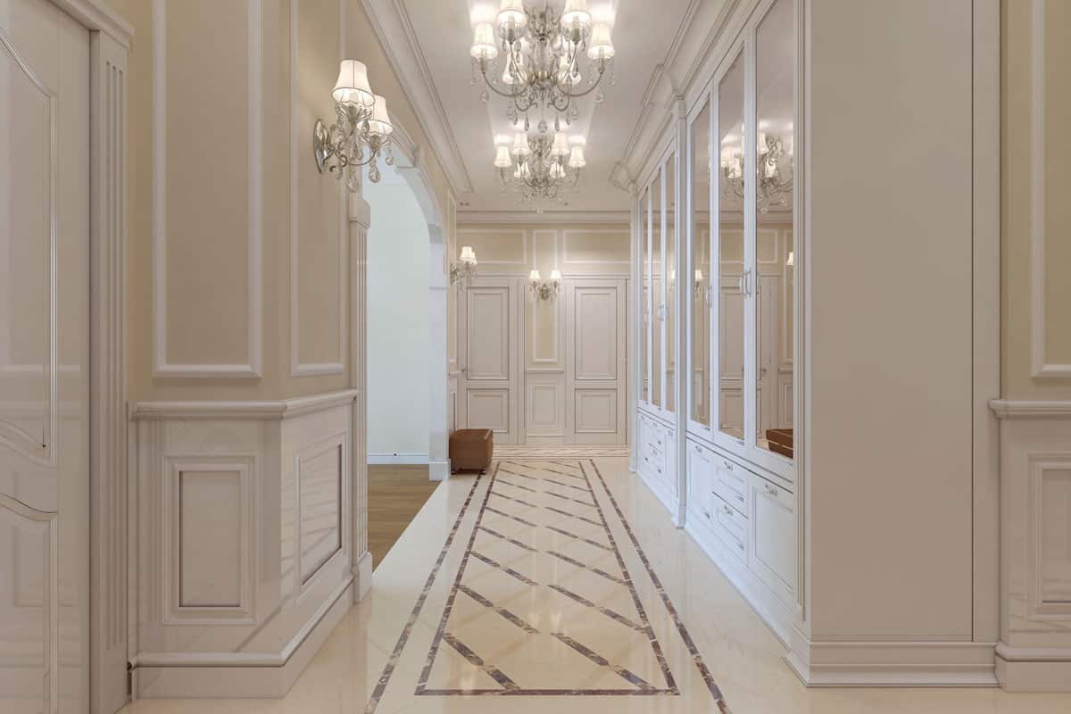 The interior design of the hall in a classic style