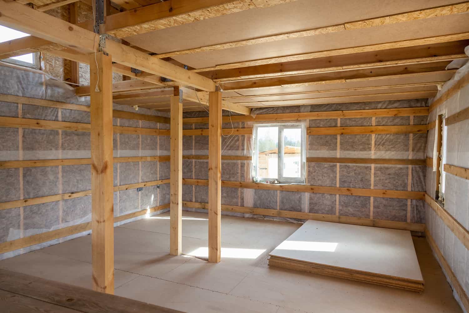 the interior of the frame house in process of construction village