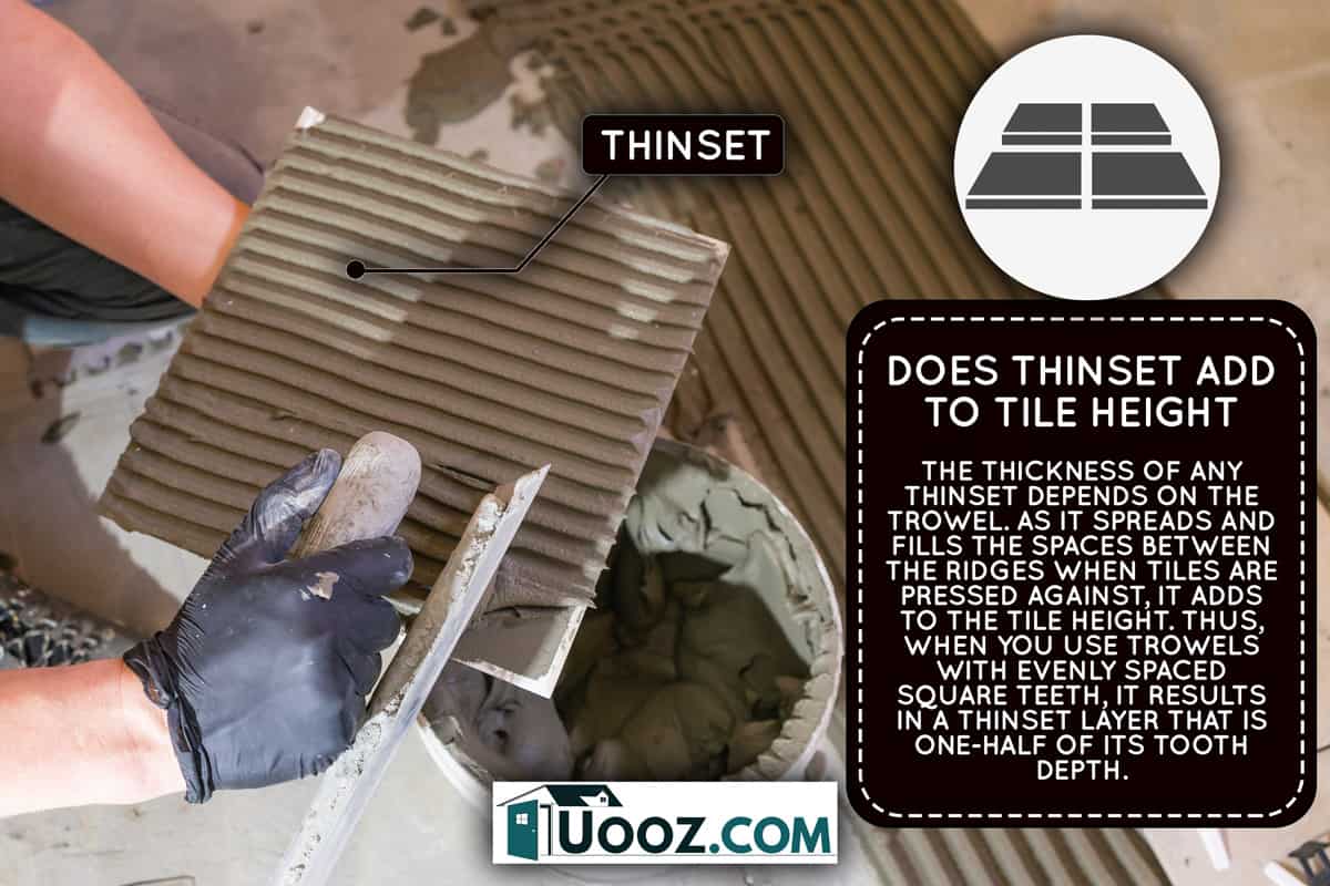 Applying thinset mortar on a tile. Apply the adhesive, closeup., How Much Does Thinset Add To Tile Height?