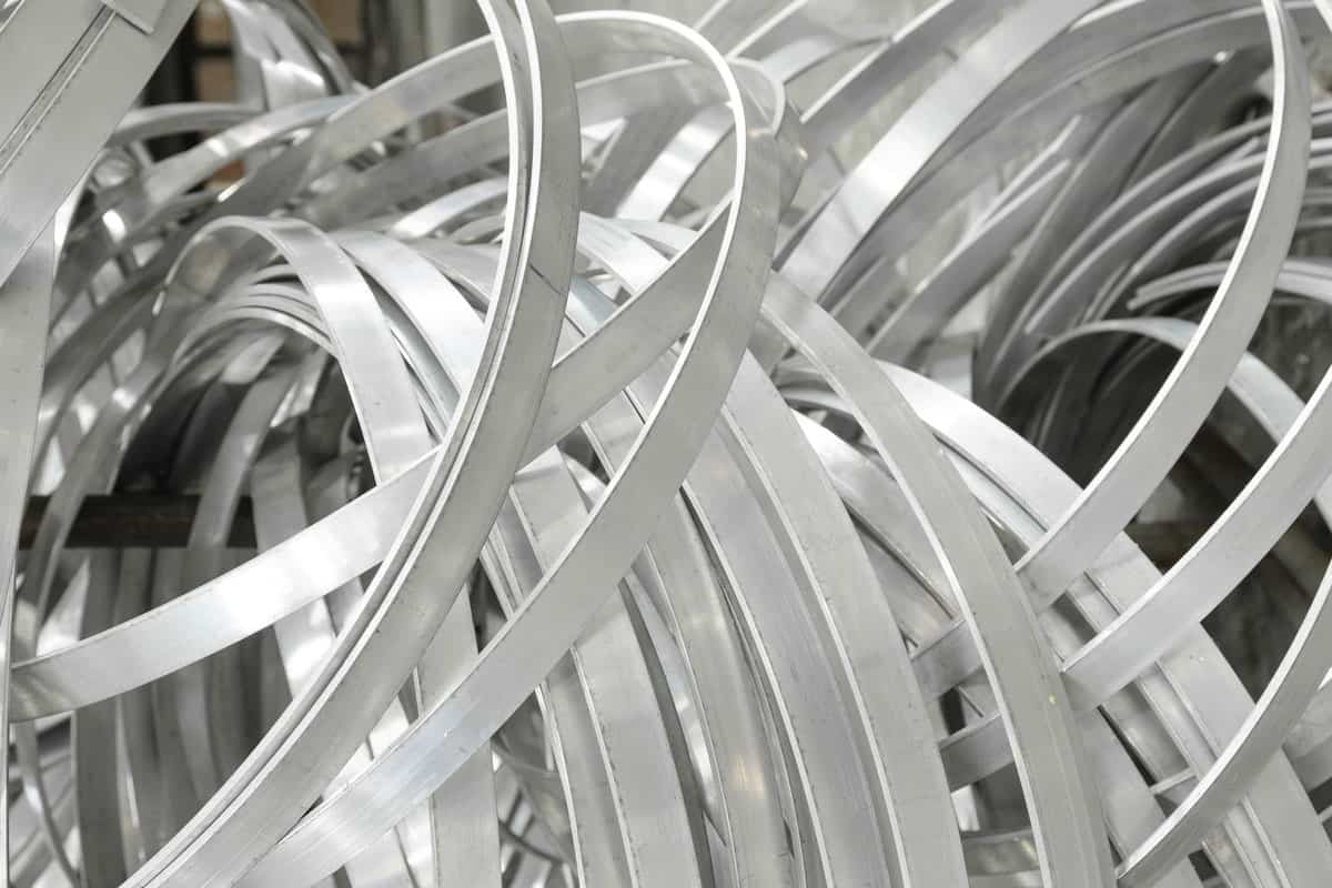 Industrial background of bending shape of aluminium striped line