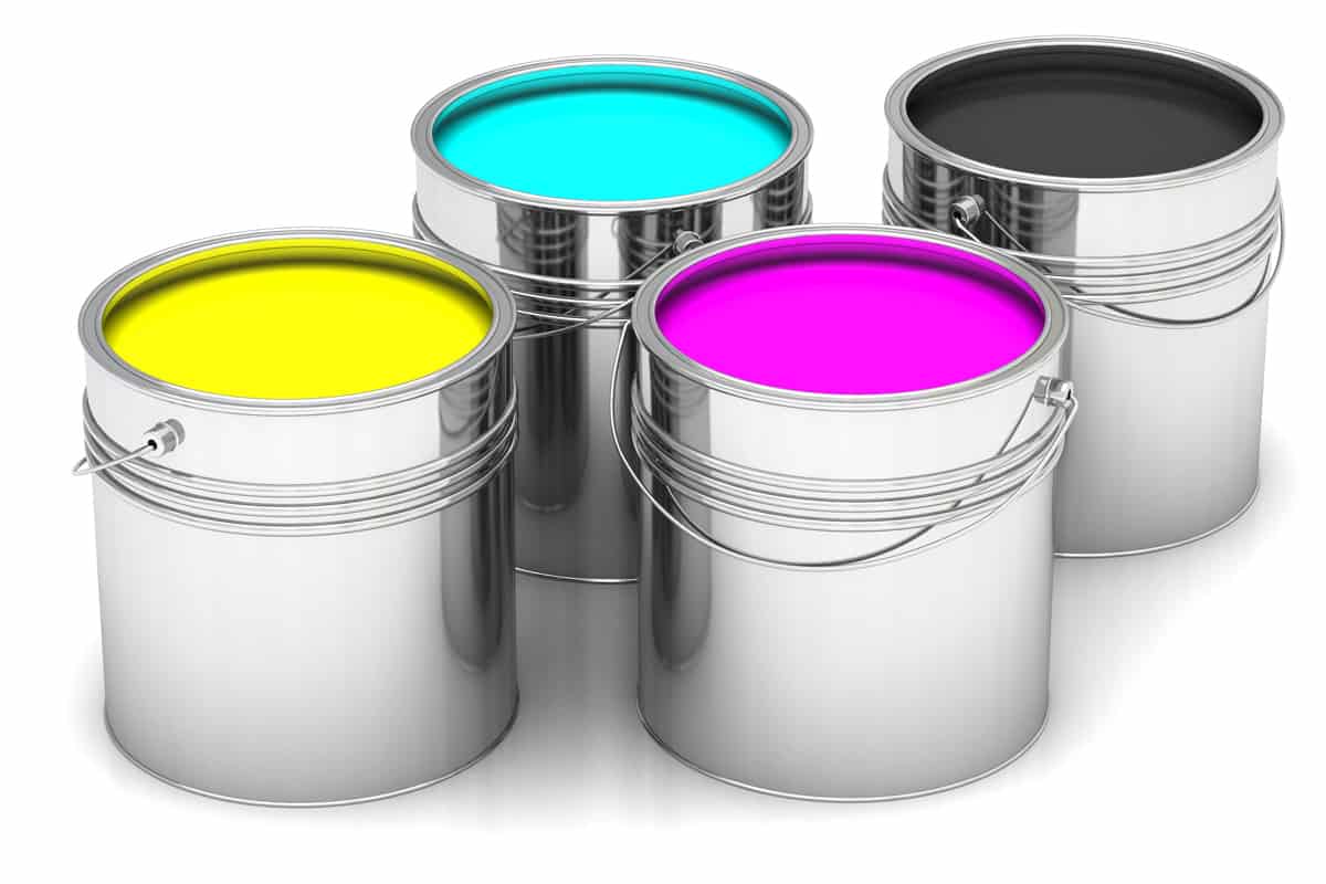 Paint buckets with different colors