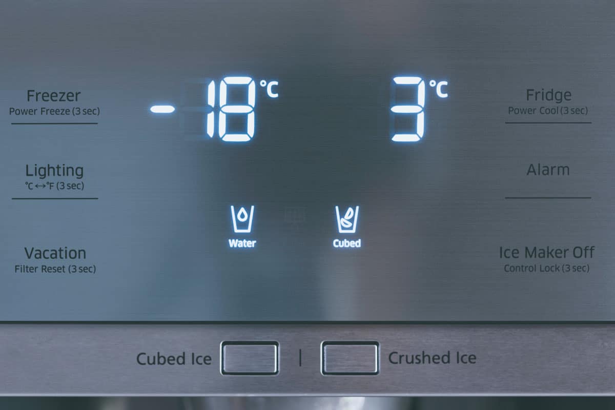 close up photo of a whirlpool refrigerator temperature control