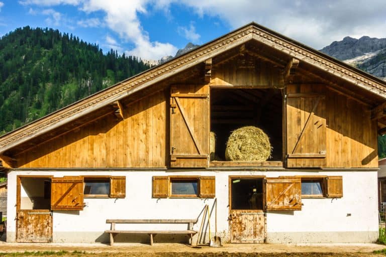 karwendel mountains in austria with single sloped barn, How To Build A Single Slope Pole Barn