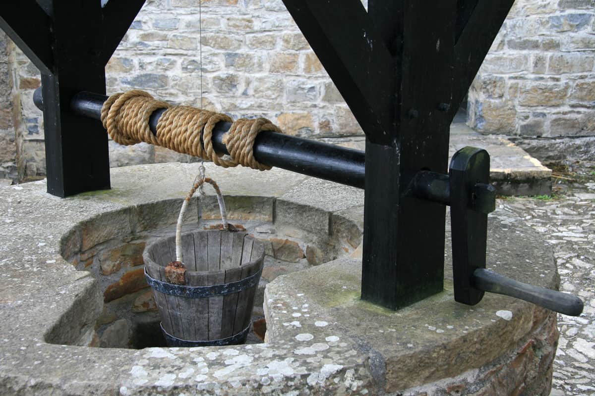 Antique draw well in an Irish castle