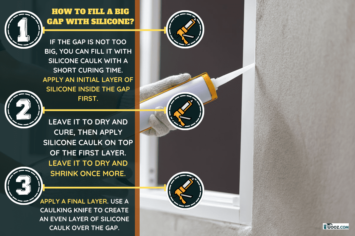 Construction worker using silicone sealant caulk the outside window frame. - How To Fill A Big Gap With Silicone?