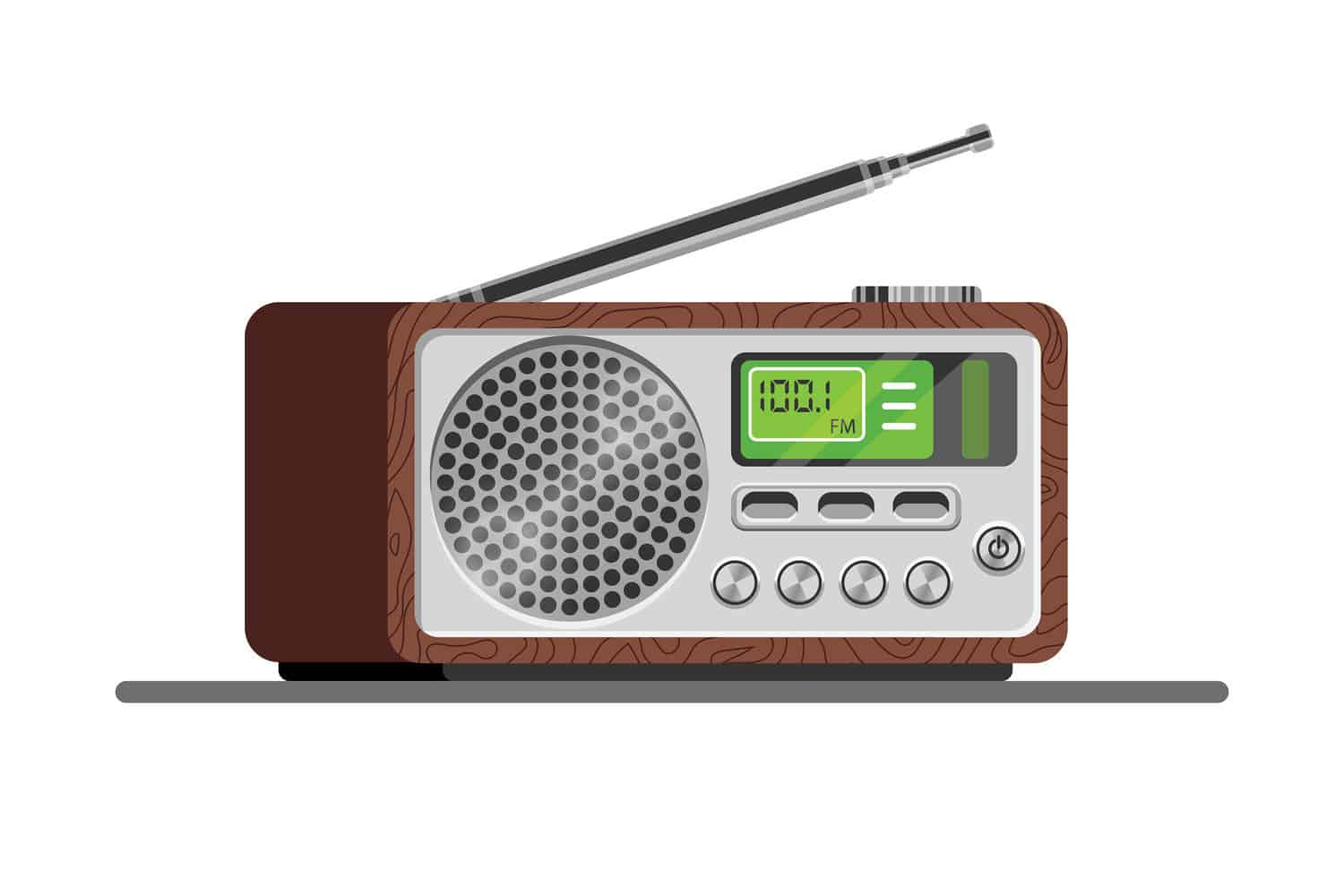 Radio tuner. Vector illustration of radio receiver, flat style. Retro radio