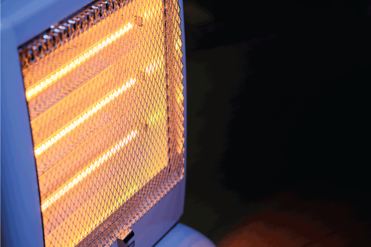 warm glow reflecting off a heating element, small space heating appliance