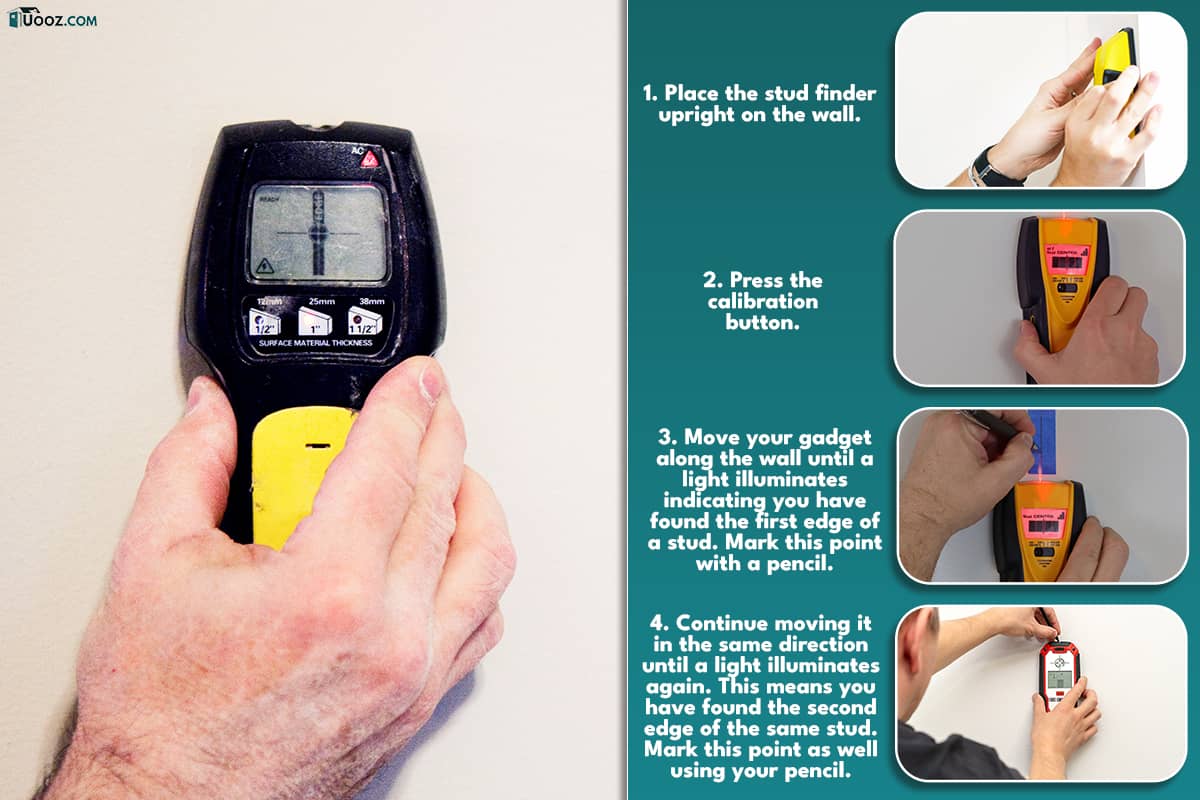 Man using stud finder to locate the stud on the wall, How To Use A Straight Line Stud Finder [Step By Step Guide]