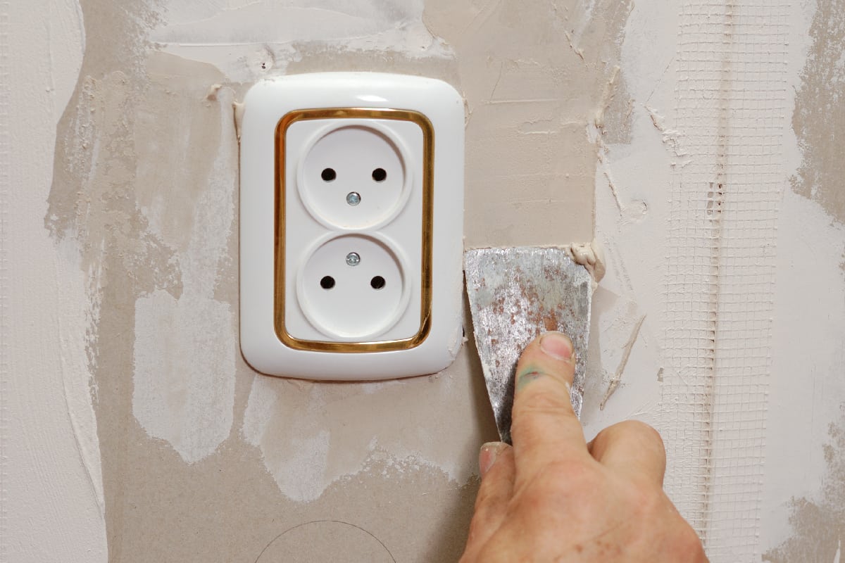 Putty near wall outlet
