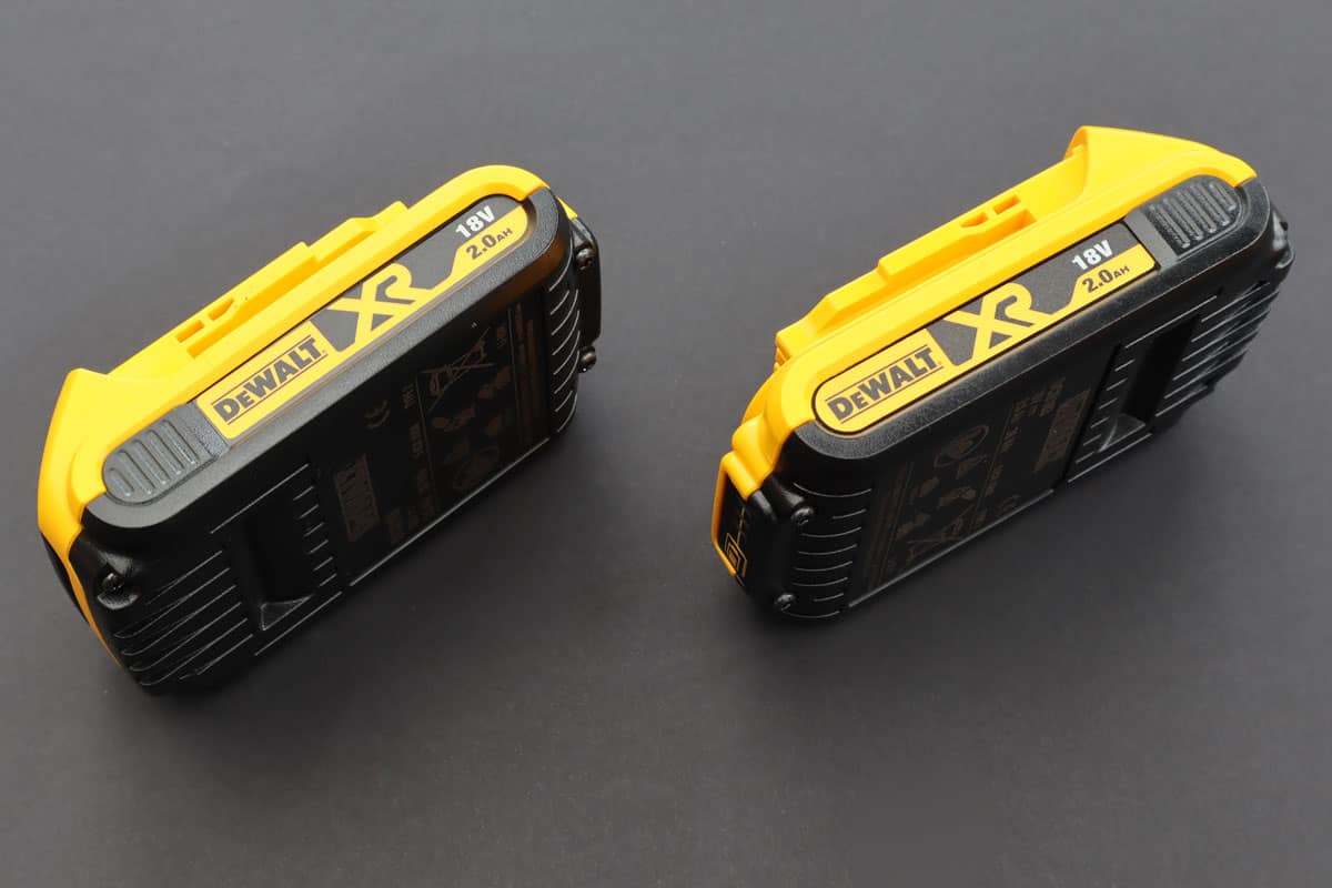 Two DeWalt chargeable drill batteries