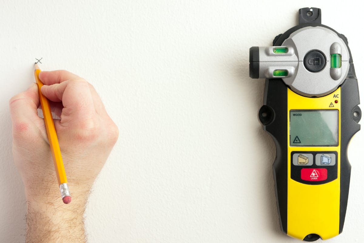 Using a laser level and stud finder