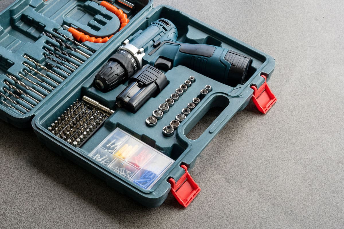 Cordless drill tool box with various accessories The tool concept is easy to use, convenient and suitable for DIY the job