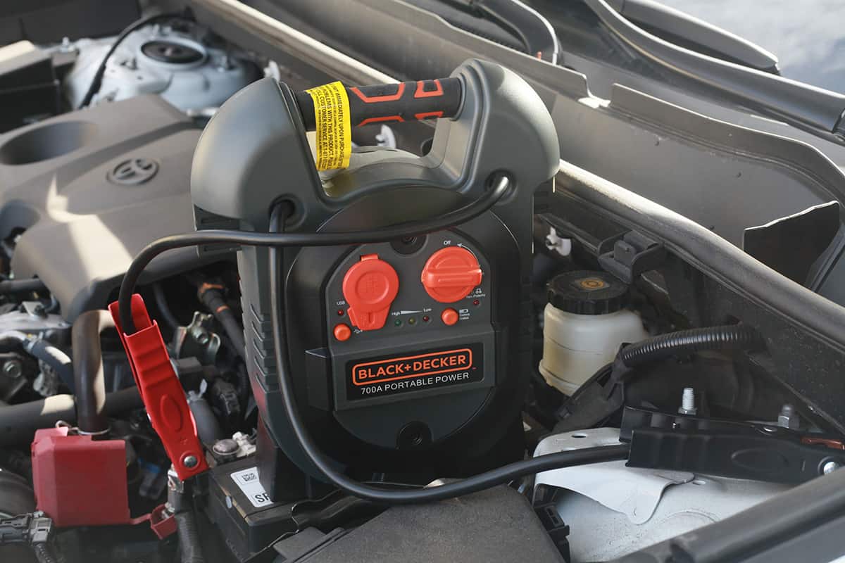 A Black and Decker portable car battery charger